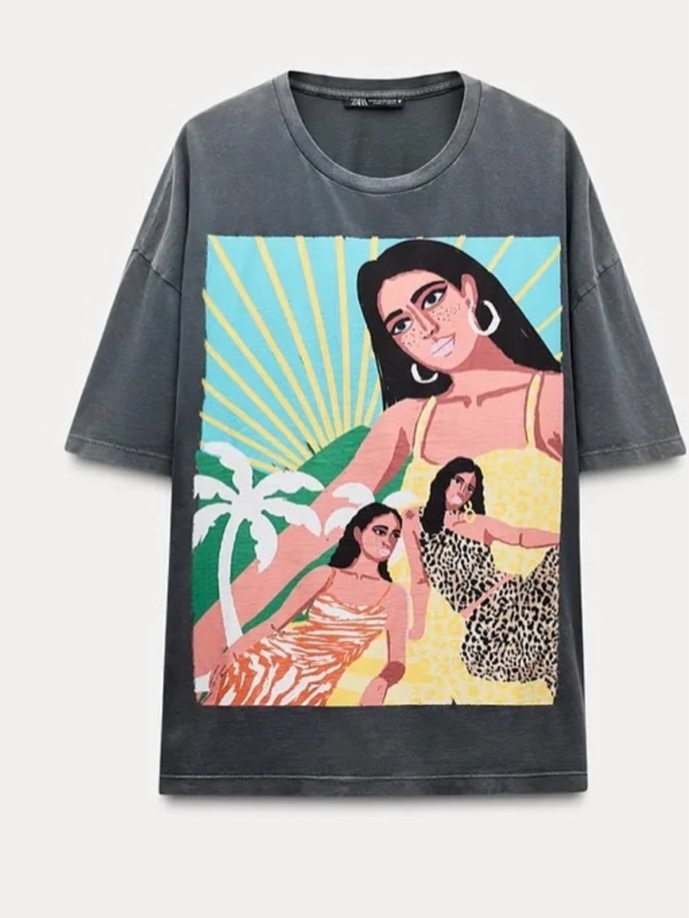 ZARA Graphic T-Shirt Women Print Cotton Size Medium
